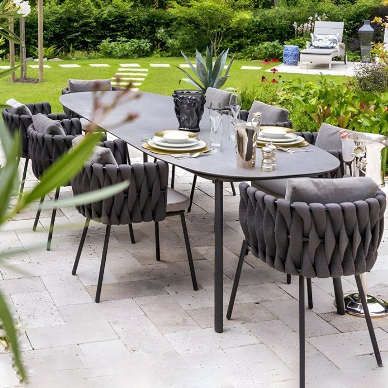 "Tropical Style Patio Chair Metal Antique Finish with Cushions - White 2 Piece Set"