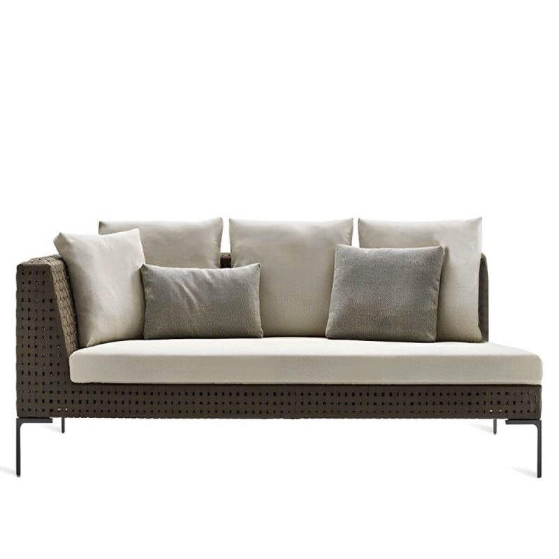 "Elegant Metal Framed White Upholstered Modern Sofa with Cushions - 3-Seater Left Corner Sofa"
