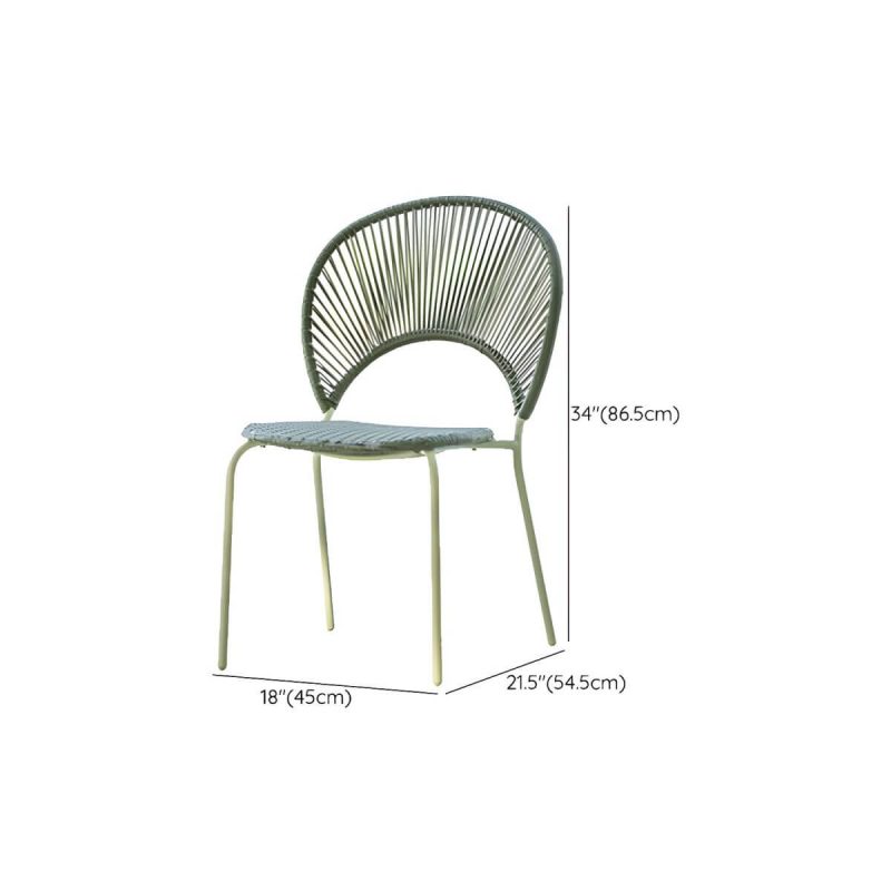 "Dimension of Contemporary Glass Dining Table Set with 2/4 Woven Chairs in Green - Table & Chair(s) 2 35"L x 35"W x 29"H"