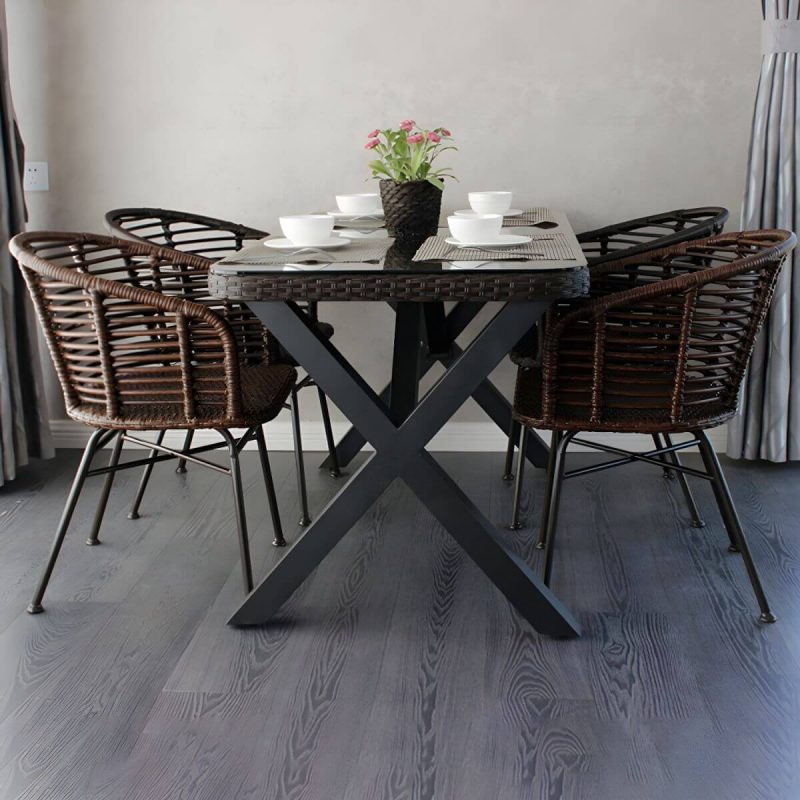 "Elegant Traditional Metal Patio Dining Set with Weatherproof Durability - Dark Gray Table & 4 Chairs"