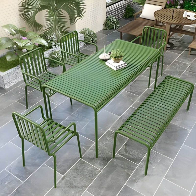 "Modern Iron Dining Table Outdoor Patio Table with Metal Frame - Table Only 120 x 70 x 75 cm"