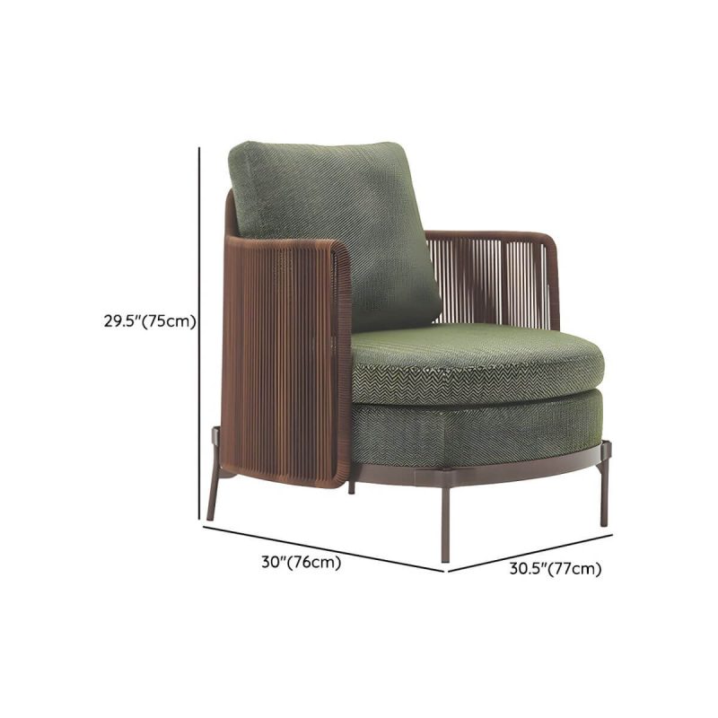 "Dimension of Waterproof Wicker/Rattan Modern Sofa with Upholstered Cushions and Pillows - Brown - 1-Seater Sofa"