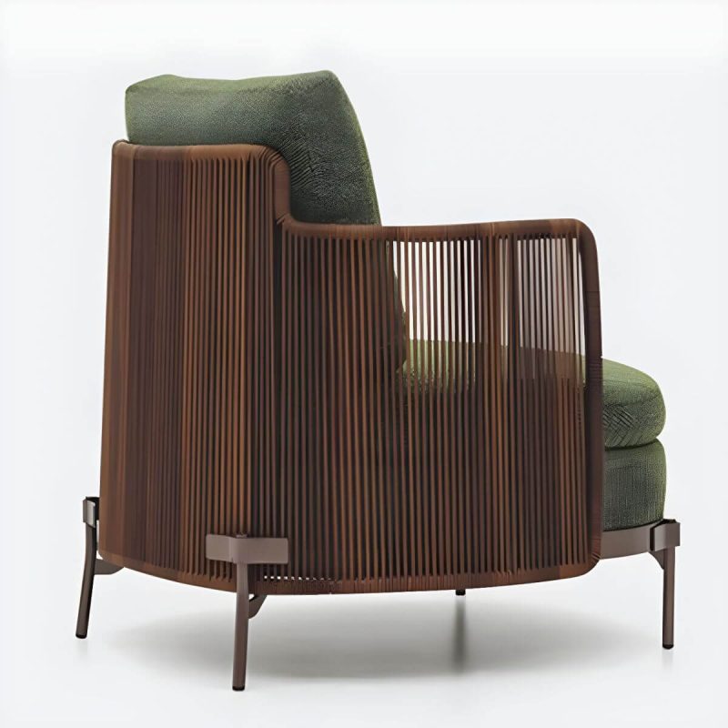 "Waterproof Wicker/Rattan Modern Sofa with Upholstered Cushions and Pillows - Brown - Corner Sofa"