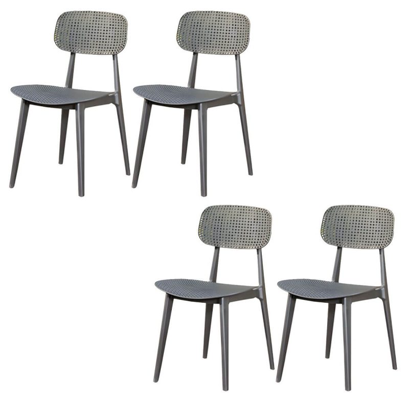 "Stacking Dining Armchair Contemporary Plastic Patio Arm Chair - 15"L x 20"W x 31"H 4 Piece Set"