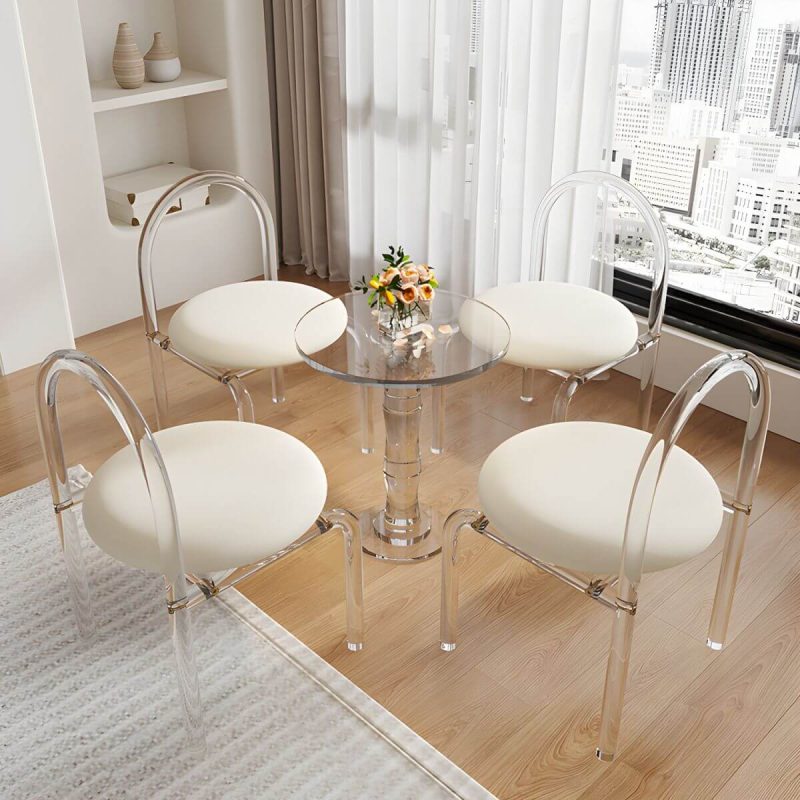 "Modern Round Shape Courtyard Table Plastic Waterproof Outdoor Table - Table Only 19.7"L x 19.7"W x 23.5"H"
