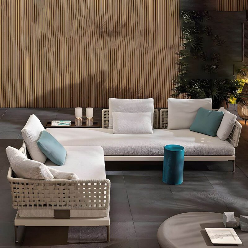 "Metal Patio Sofa Water Resistant and UV Resistant Outdoor Patio Sofa - 3-Seater Sofa"