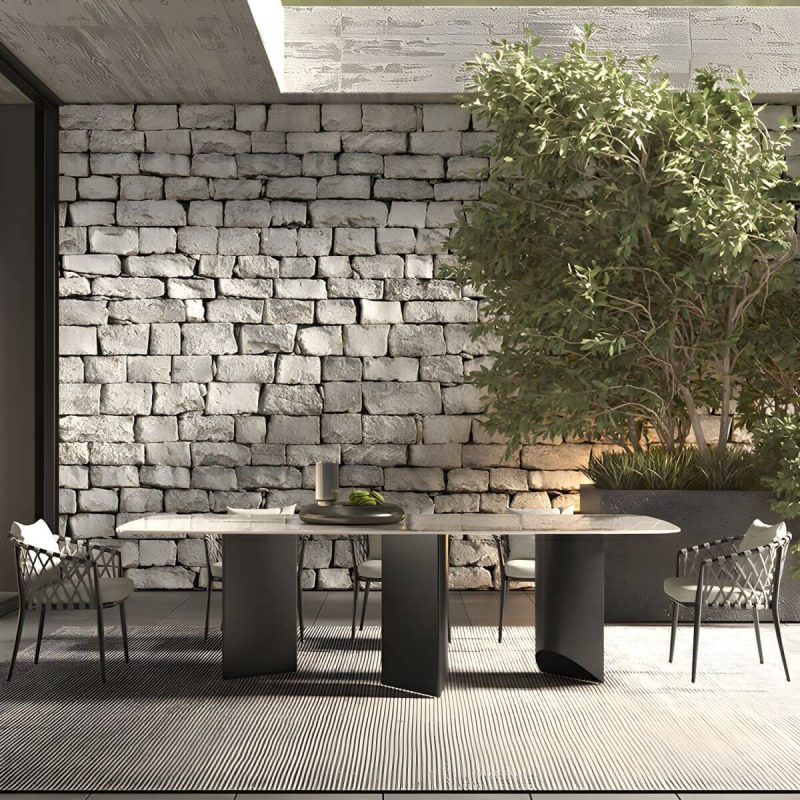 "Modern Gray Metal Arm Chair with Gray Wicker Back and Removable Gray Cushions - 24"L x 24"W x 30"H 4 Piece Set"
