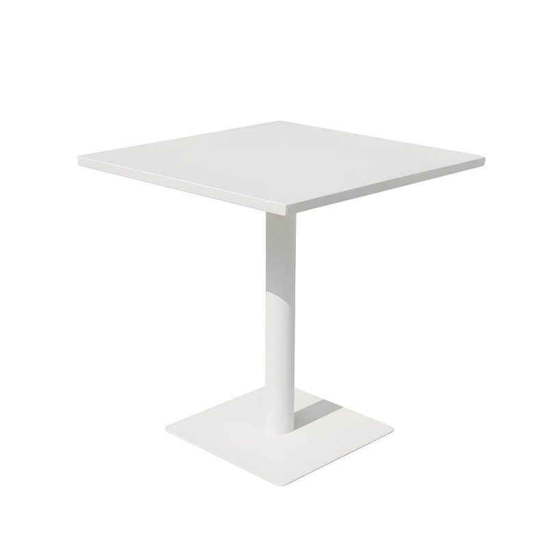 "Contemporary Metal Dining Table Set with White Top for Courtyard - Table & Chair(s) 28"L x 28"W x 28"H 4"
