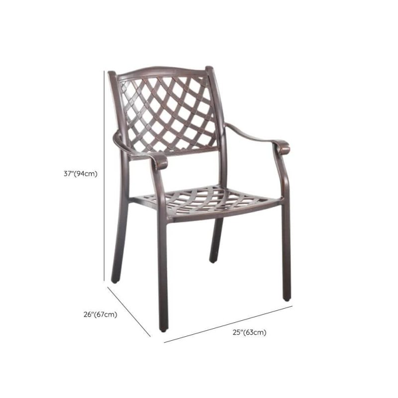 "Dimension of Gunmetal Iron Patio Arm Chair, Stackable, Minimalist Style, 1 Chair, 25"L x 26"W x 37"H"