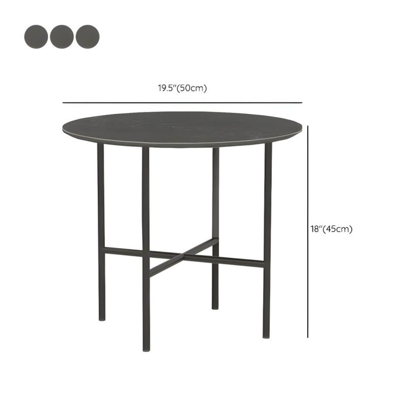 "Dimension of Water Resistant Coffee Table Industrial Style Stone Round Shape Table in Grey - 20"L x 20"W x 18"H Grey Table Only"