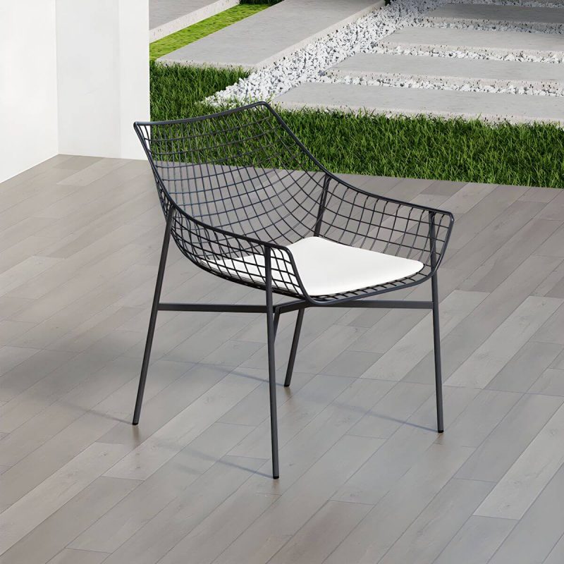 "Contemporary Iron Frame Black and White Armless Dining Side Chair - White 2 Piece Set"