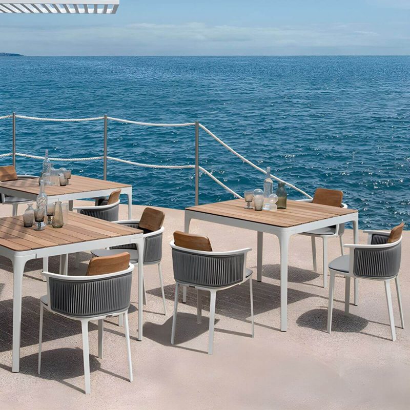 "Contemporary with Arm Dining Chairs Metal Patio Dining Side Chair - 4 Piece Set Aluminium Alloy"