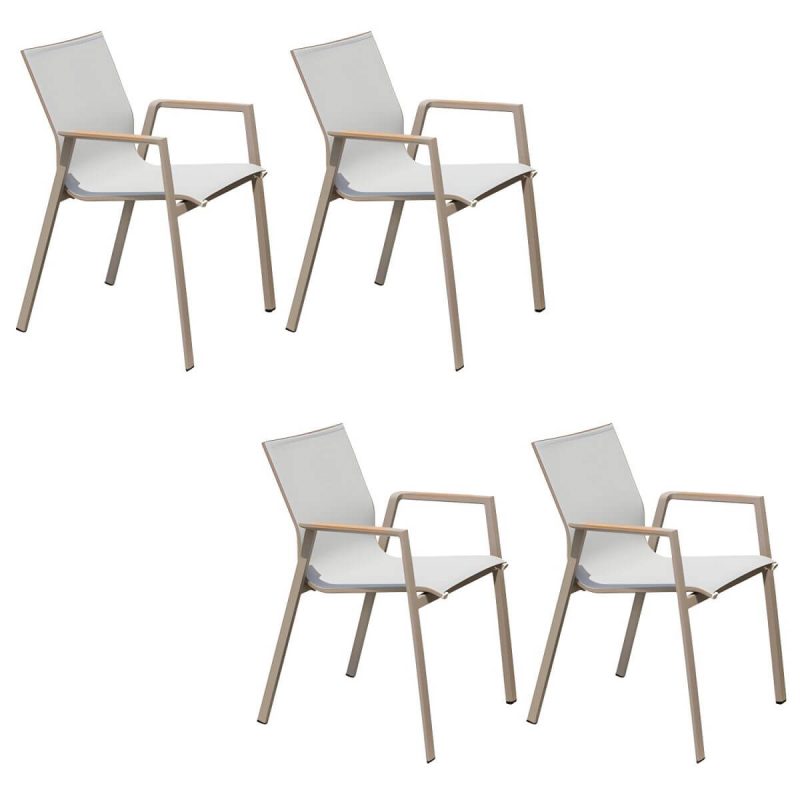"Aluminum Outdoor Chair Contemporary Arm Chair Outdoor Bistro Chair - Sling 4 Piece Set"