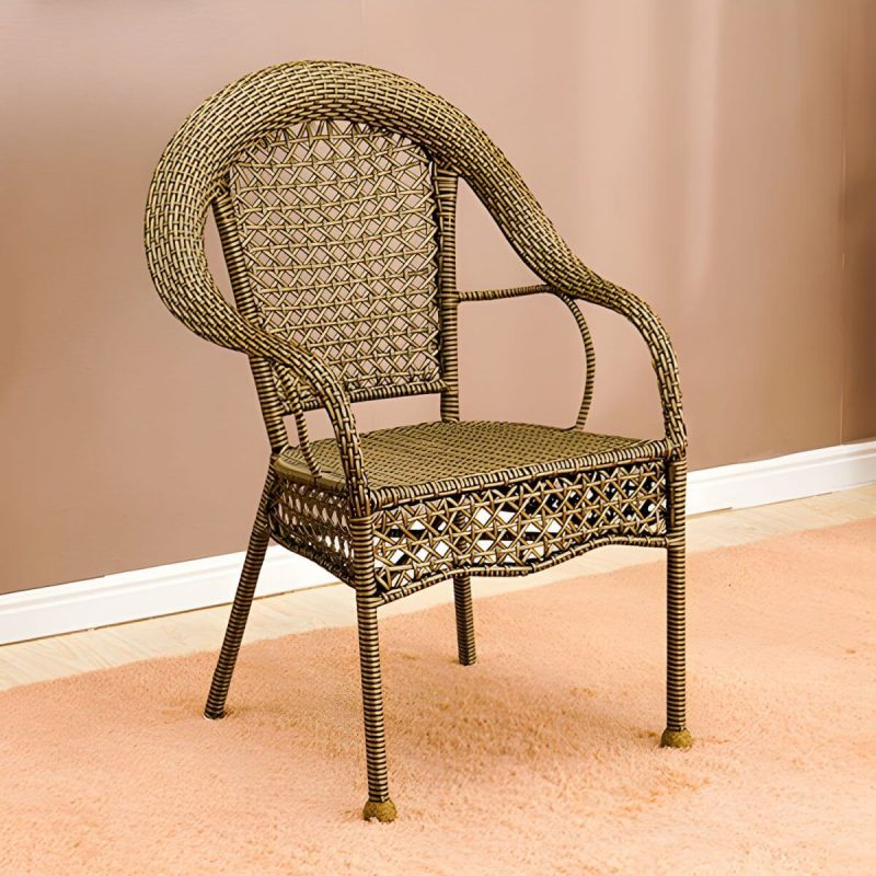 "Modern Metal Frame Stacking Dining Chair with Arm Water Resistant - Gold 1 Piece"