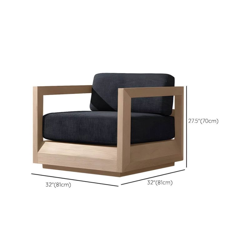 "Dimension of Wood Rectangular Contemporary Patio Sofa with Cushions for Outdoor - 1-Seater Sofa"