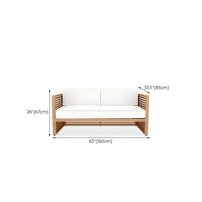 "Dimension of Contemporary Water Resistant Patio Sofa Solid Wood Outdoor Patio Sofa - White 63"L x 33"W x 26"H"