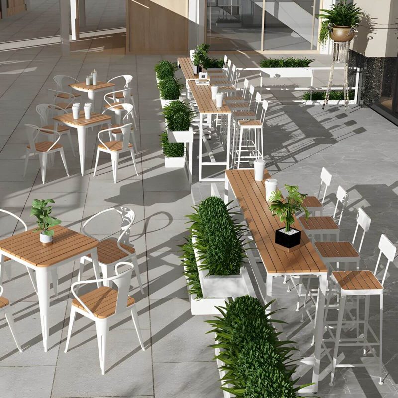 "Industrial Artificial Wood Bar Table Set 1/4/5 Pieces Counter Table Set for Outdoor - Table 78.7"L x 15.7"W x 41.3"H Zero Wood Color"