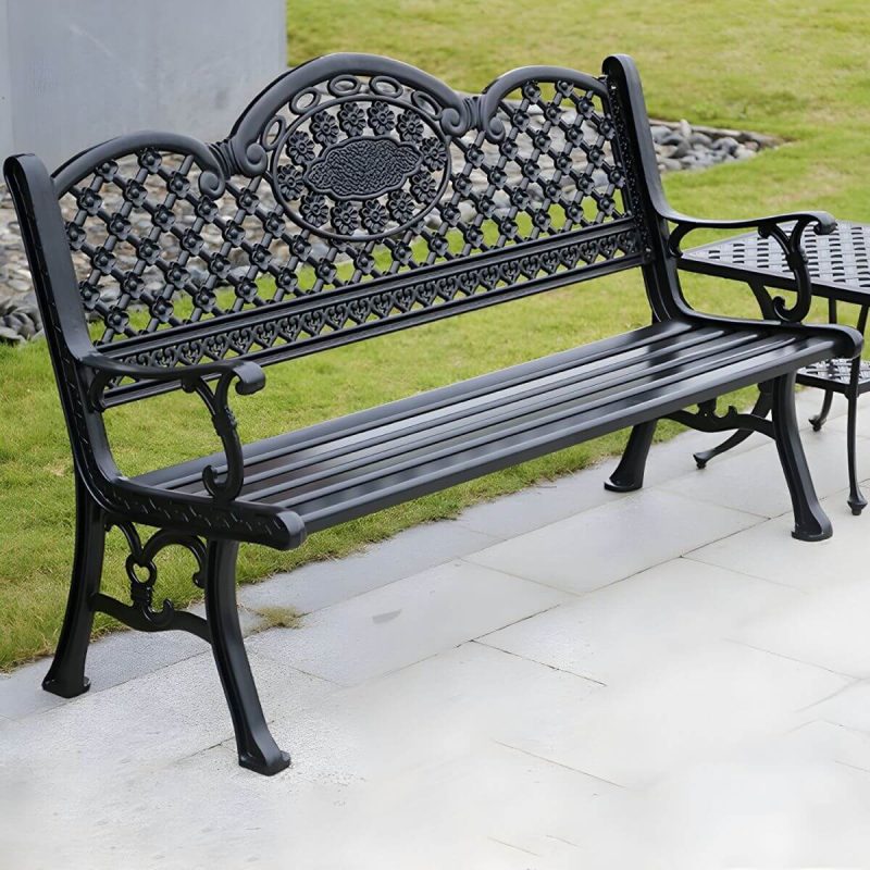 "Contemporary Accent Bench with Legs Water Resistant for Outdoor - Black 61"L x 24"W x 34"H"
