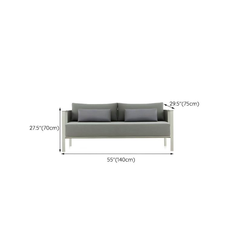 "Dimension of Stainless Steel Frame Outdoor Sofa Industrial Water Resistant Patio Sofa with Cushion - 2-Seater Sofa"