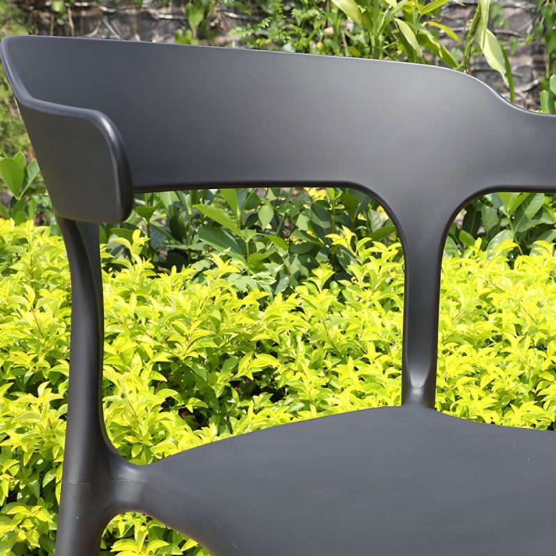 "Plastic Antique Finish Patio Chair Stacking Modern Style without Cushions - 4 Piece Set"