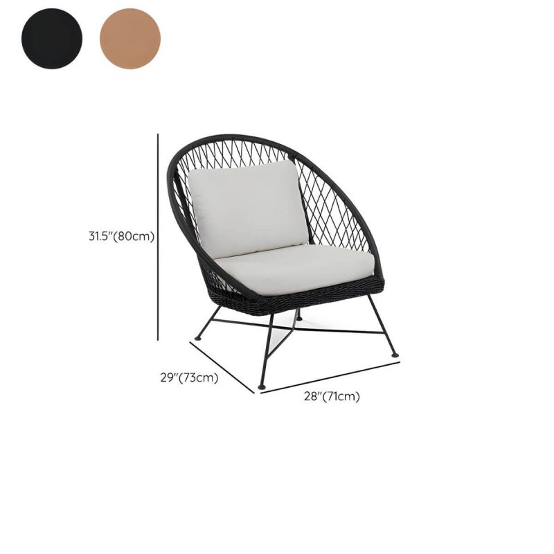 "Dimension of Tropical Outdoors Dining Chair Rattan Side Chair with Cushion - 27.6"L x 29.5"W x 31.5"H Black 1 Piece"