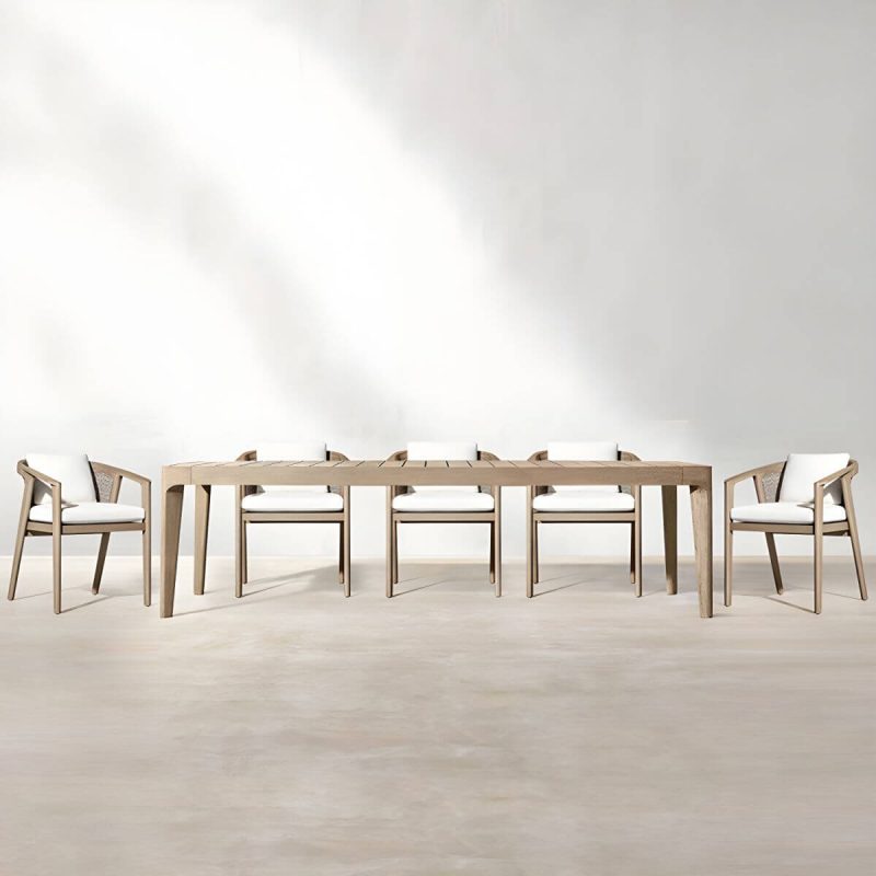 "Elegant Teak Wood Weatherproof Patio Dining Set with Modern Design - Table 47.2"L x 47.2"W x 29.5"H"