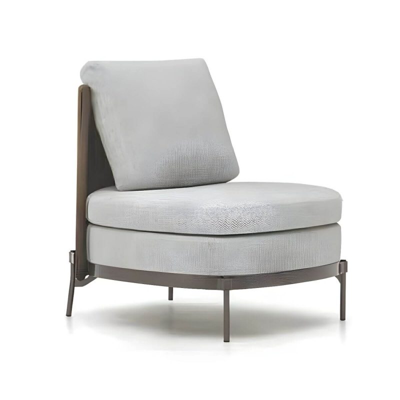 "Waterproof and Durable Brown Metal Modern Sofa with Cushions - Armless Single Chair"