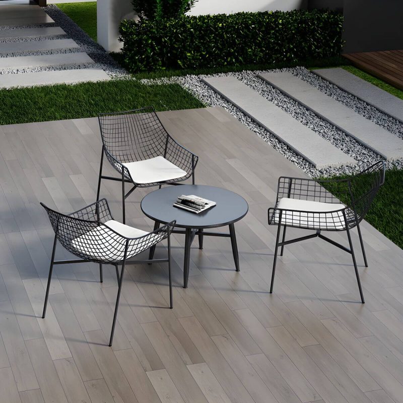 "Contemporary Iron Frame Black and White Armless Dining Side Chair - White 4 Piece Set"