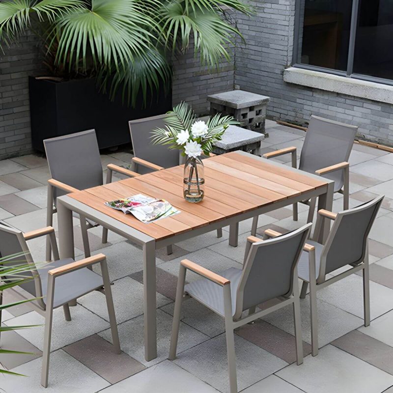 "Contemporary Brown Dining Room Set with Rectangular Table and Chairs Dining Set - 63"L x 35.4"W x 29.5"H Table & Chair(s) 6"