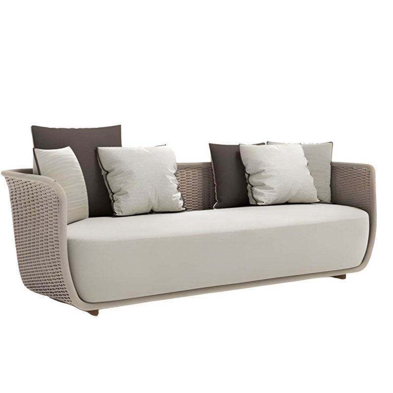 "Contemporary Outdoor Sofa with Cushion UV and Water Resistant Patio Sofa - Beige 2-Seater Sofa"