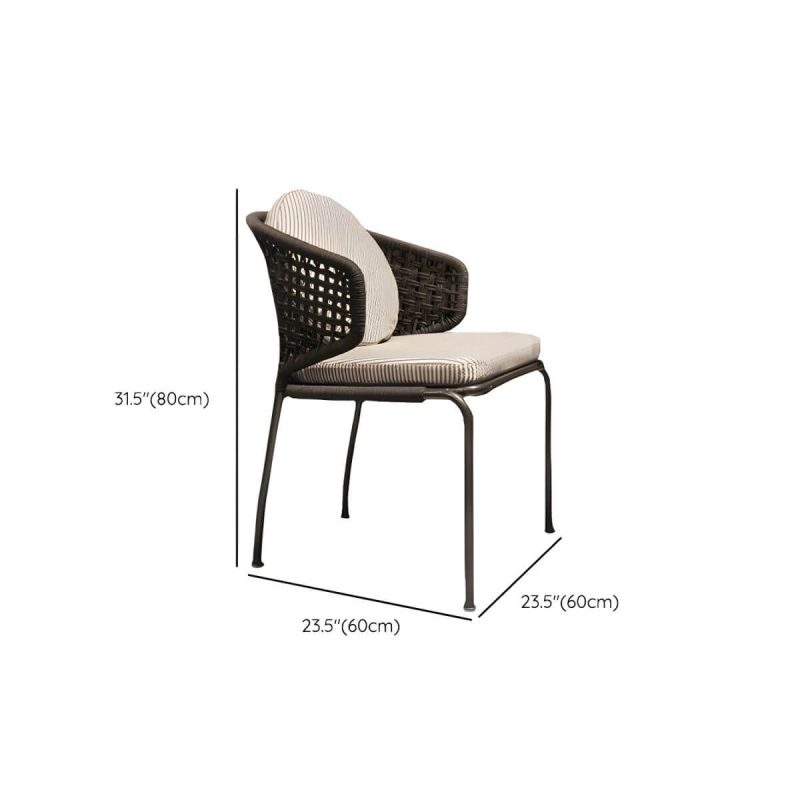 "Dimension of Rattan Outdoors Dining Chair Tropical Metal Armchair Dining Side Chair - Rope Braid 1 Piece"