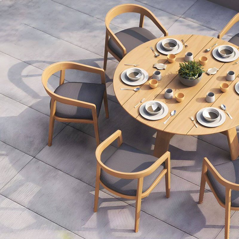 "Solid Wood Top Patio Table Contemporary Style Water Resistant Dining Table - 59.1"L x 59.1"W x 29.5"H Table Only"