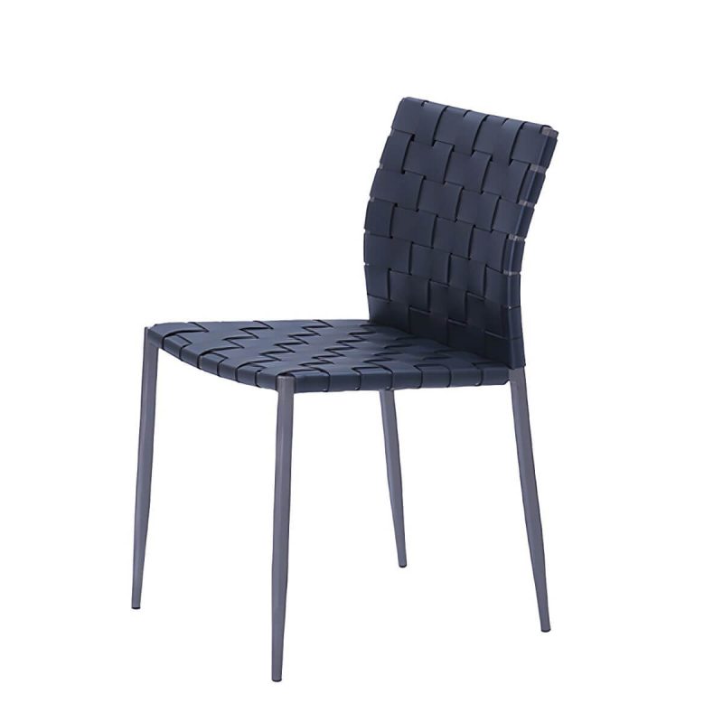 "Tropical Dining Side Chair Metal and Faux Leather Indoor-Outdoor Chair - Coffee 4 Piece Set"