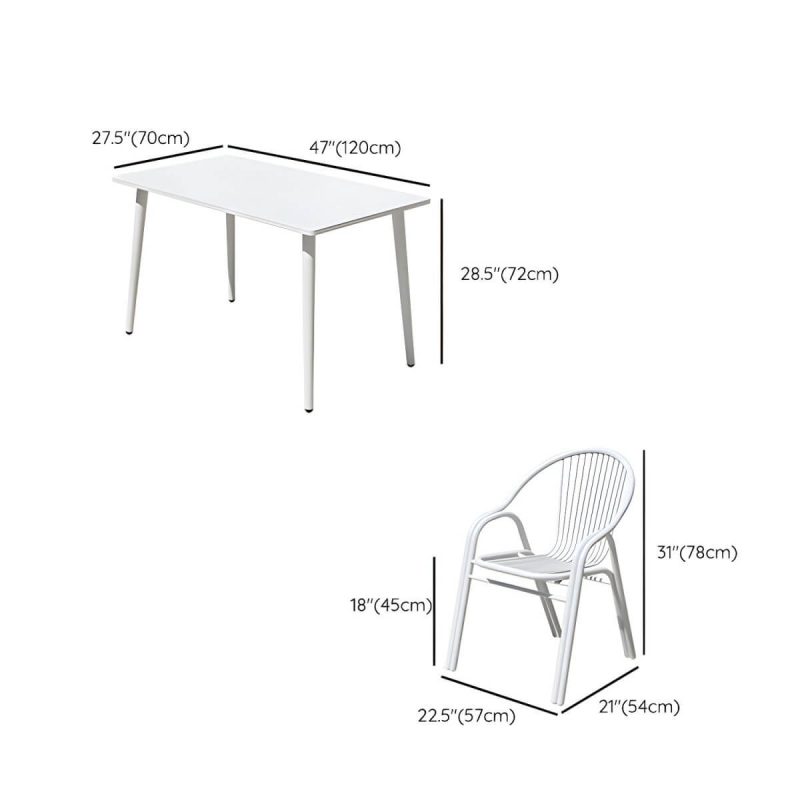 "Dimension of Stylish Weatherproof Patio Dining Set with Stackable Metal Chairs - 47"L x 28"W x 28"H Table & Chair(s) 4"