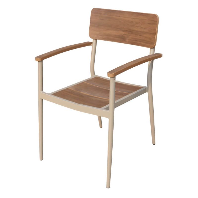 "Matte Finish Metallic Patio Chair Assembled Industrial with Arms - 1 Piece"