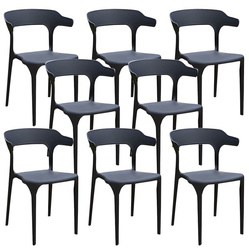"Plastic Antique Finish Patio Chair Stacking Modern Style without Cushions - 8 Piece Set"
