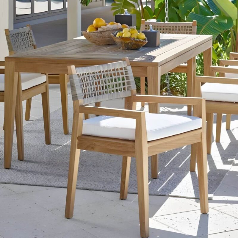 "Modern Patio Dining Table Set 1/5/7 Pcs Wood Frame Patio Dining Table and Chairs - Table 35"L x 35"W x 46"H Zero Brown"