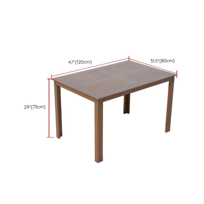 "Dimension of Traditional Brown Metal Patio Dining Set with Rectangular Table - Table & 4 Chairs 47"L x 31"W x 29"H"