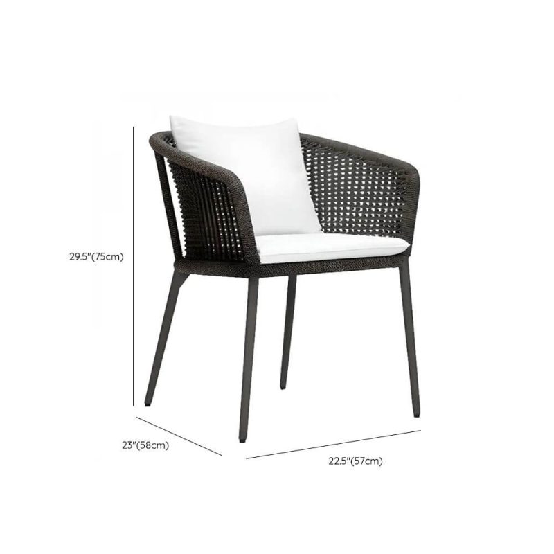 "Dimension of Simple Aluminum Metal UV-proof Patio Arm Chair with Chalk Cushion, 1 Chair, 22"L x 23"W x 30"H"