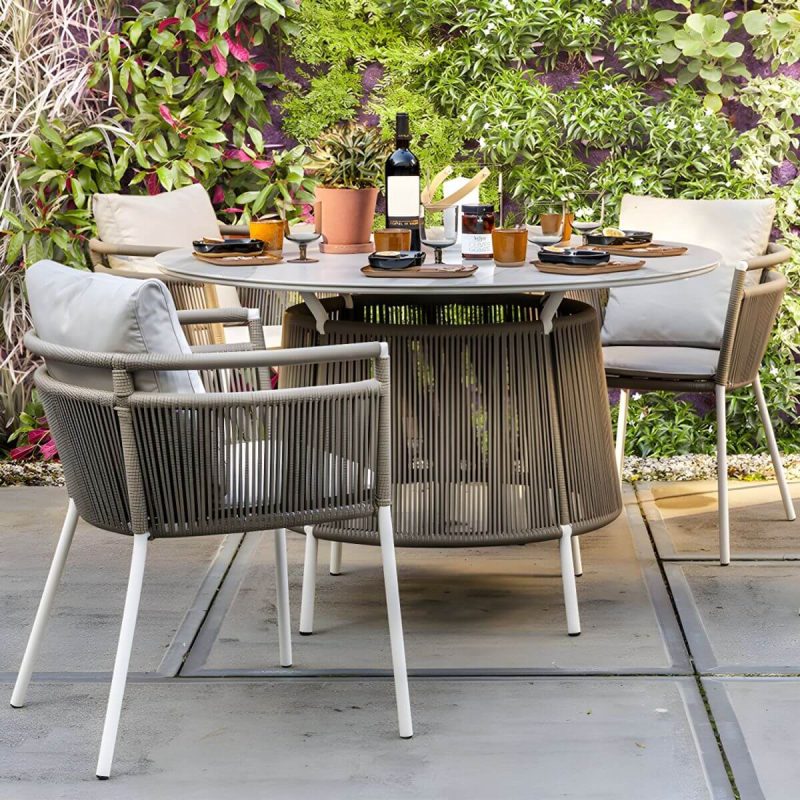 "Boho Style Dining White Round Stone 1/2/5/6 Pieces Dining Set - Chair(s) Not Available 2"