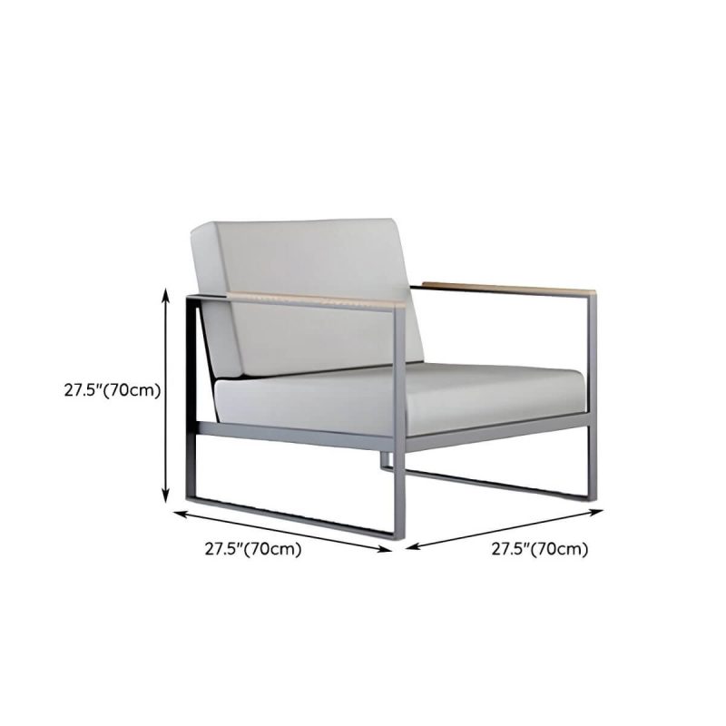 "Dimension of Black Metal Patio Sofa Symmetrical with Cushions for Outdoor - 1-Seater Sofa"