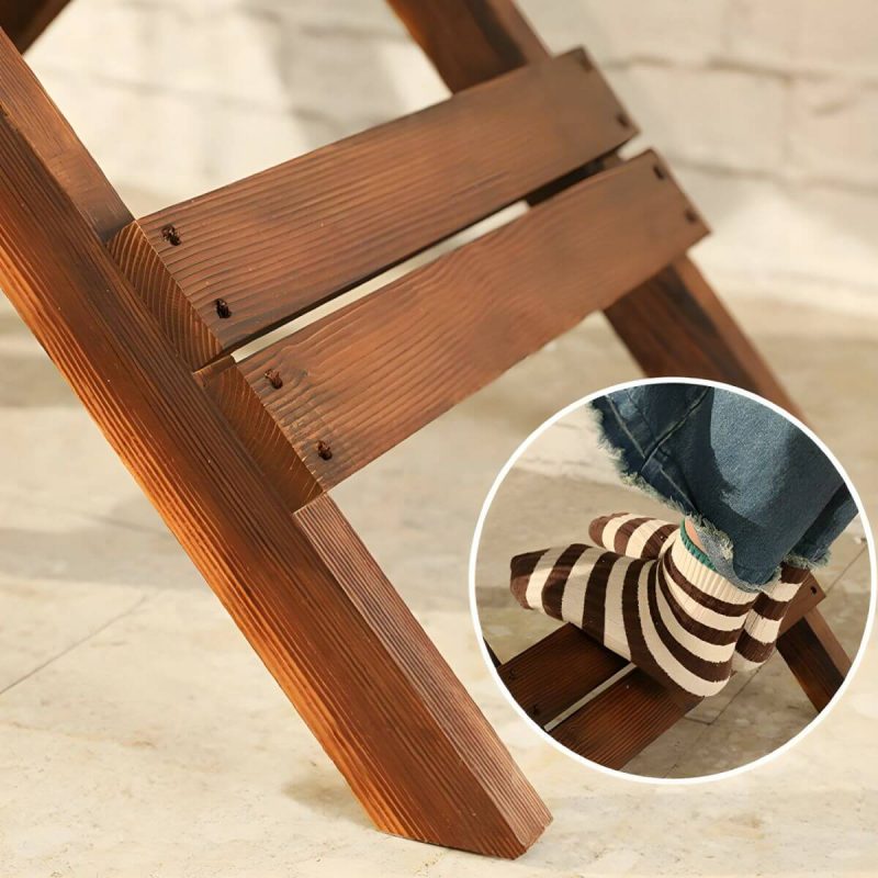 "Modern Style Square Shape Foldable Courtyard Coffee Table Wooden in Dark Wood Color - Table Only"