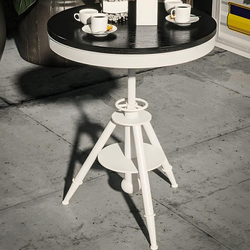 "White Pine Patio Table Contemporary Style Round Shape with Metal Legs - Table Only"