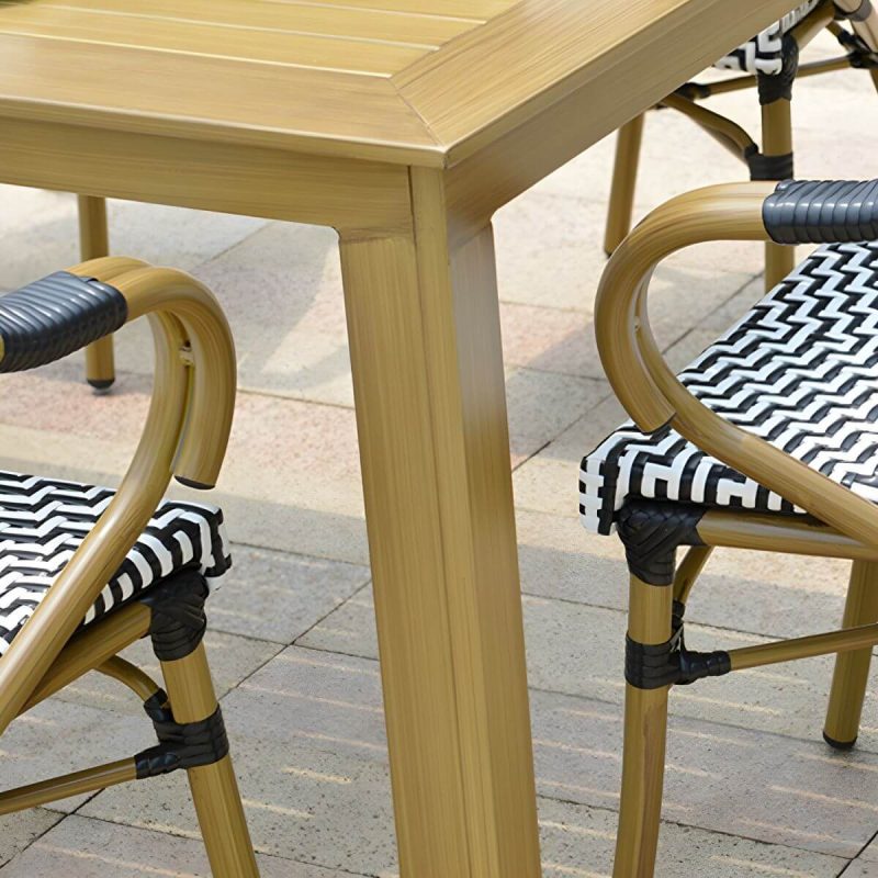"Contemporary Aluminium Dining Table Set with Armless Chair for Courtyard - Table & Chair(s) 63"L x 35.5"W x 28.3"H 6"