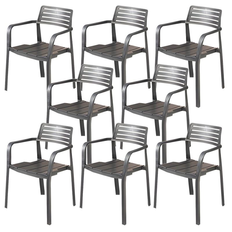 "Stacking Dining Armchair Contemporary Plastic Patio Arm Chair - 22"L x 17"W x 31"H 8 Piece Set"