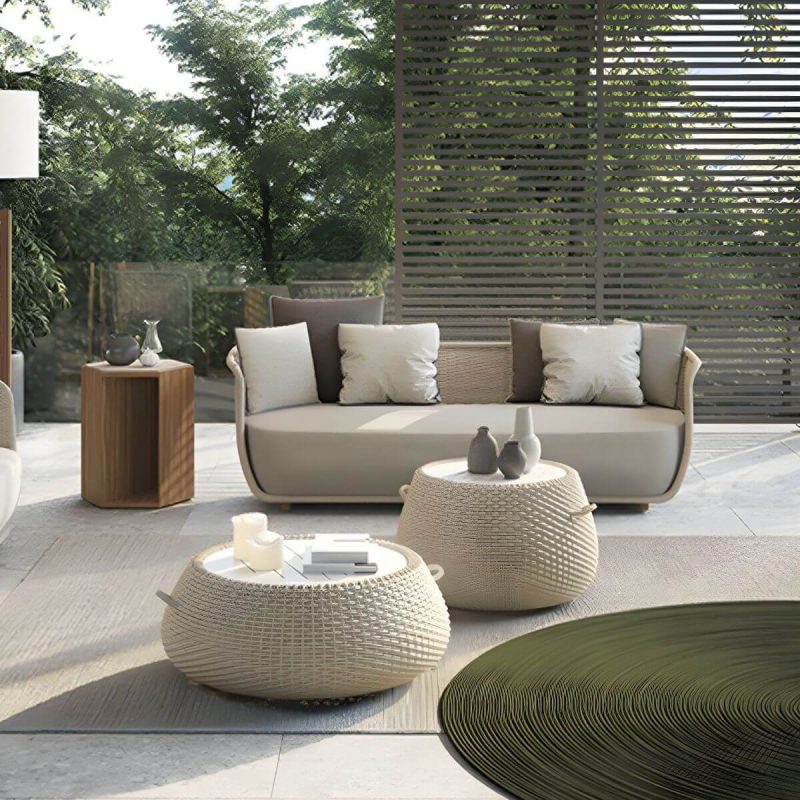 "Rattan Water Resistant Patio Sofa Symmetrical with Cushions for Outdoor - Dark Gray 1-Seater Sofa"