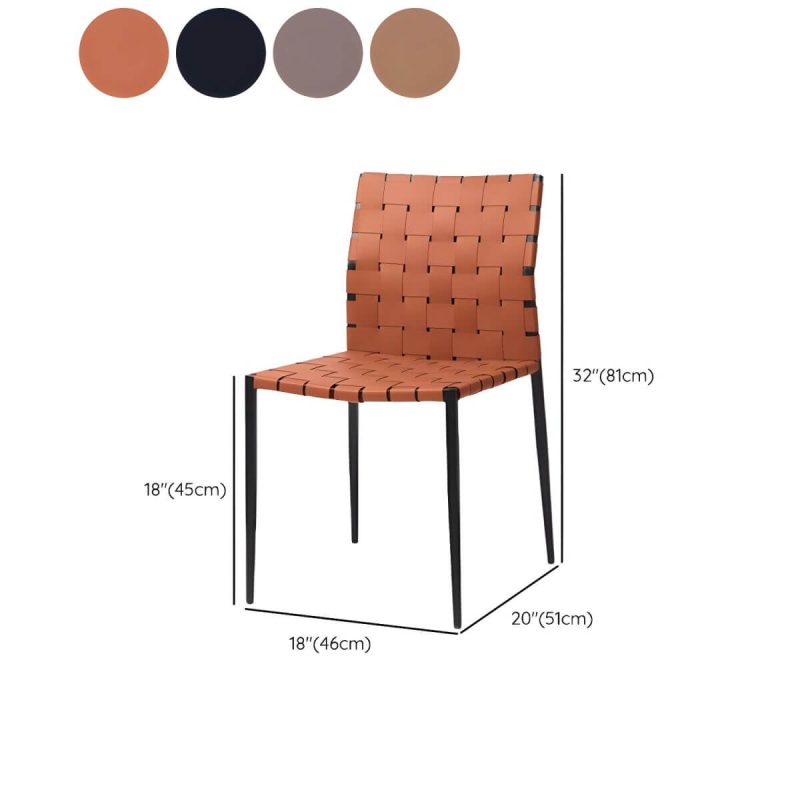 "Dimension of Tropical Dining Side Chair Metal and Faux Leather Indoor-Outdoor Chair - Black 1 Piece"