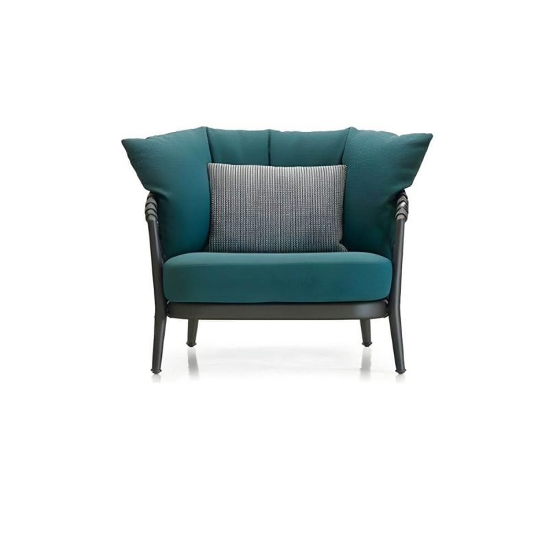 "Metal Frame Contemporary Upholstered Patio Set Waterproof with Removable Cushion - 1-Seater Sofa 29"L x 31"W x 28"H"