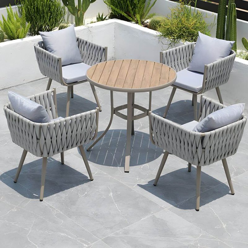 "Tropical Washable Cushion Side Chair Gray Dining Side Chair with Arm - 4 Piece Set"