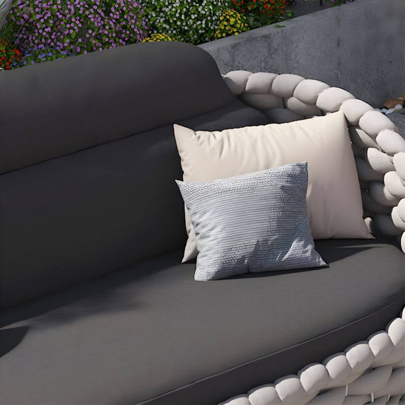 "Modern Style Gray Sofa Water Resistant with Cushions for Outdoor - 2-Seater Sofa"